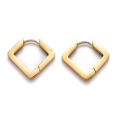 304 Stainless Steel Rhombus Huggie Hoop Earrings STAS-J033-08G-1
