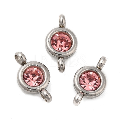 304 Stainless Steel Single Rhinestone Connector Charms STAS-E194-13P-04-1