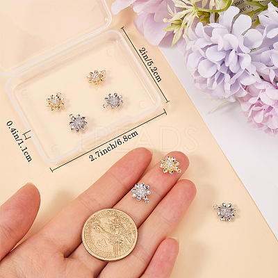 8Pcs 2 Colors Brass Micro Pave Clear Cubic Zirconia Charms KK-BBC0014-87-1