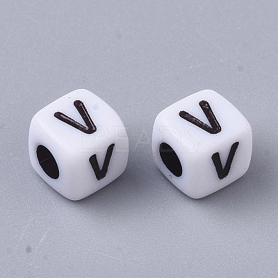 White Opaque Acrylic Beads X-MACR-R869-02V-1
