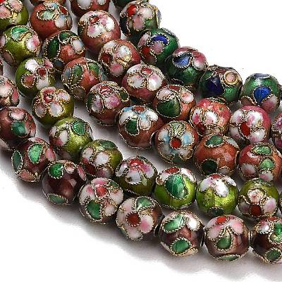 Handmade Cloisonne Brass Beads Strands KK-CBA6970-01-1