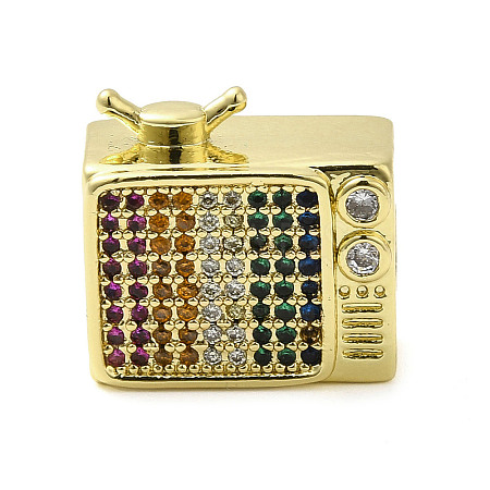 Rack Plating Brass Cubic Zirconia European Beads KK-Q784-39G-1