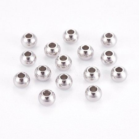 304 Stainless Steel Smooth Round Spacer Beads X-STAS-M006-01D-1