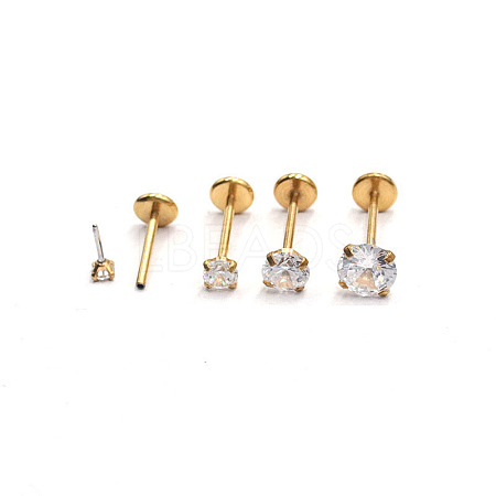 Titanium Steel Clear Cubic Zirconia Threadless Labret Stud WG18B1C-12-1