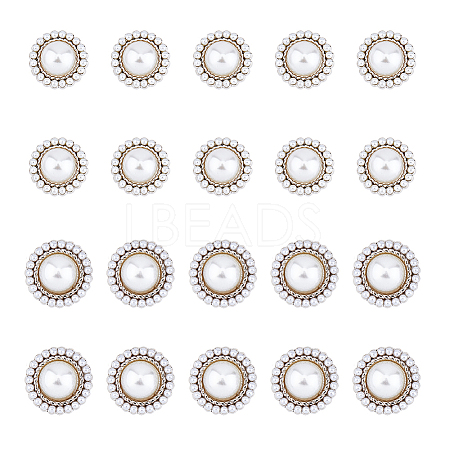 20Pcs 2 Style ABS Plastic Imitation Pearl Shank Buttons BUTT-DC0001-06P-1