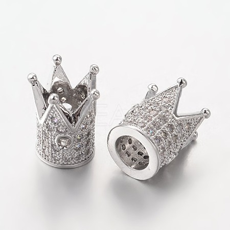 Brass Micro Pave Cubic Zirconia Beads ZIRC-L037-72P-FF-1