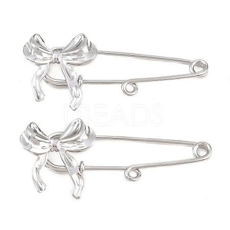 Bowknot 304 Stainless Steel Safety Pins Brooch Findings SA-CBA098D-12A-P-1