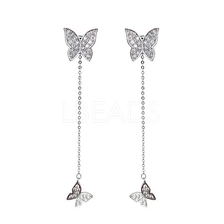 Double Butterfly Long Earrings EJEW-BB65513-1