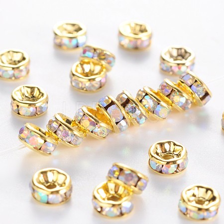 Brass Grade A Rhinestone Spacer Beads RSB035NF-02G-1