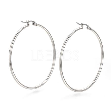 201 Stainless Steel Hoop Earrings MAK-R018-50mm-S-1