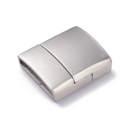 Tarnish Resistant Matte 304 Stainless Steel Rectangle Magnetic Clasps with Glue-in Ends STAS-E089-41E-1