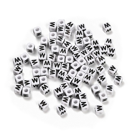 Opaque Acrylic Beads OACR-S076-01W-1
