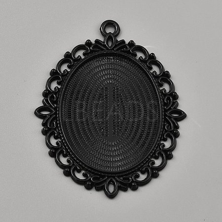 Oval Alloy Cabochon Pendants Settings Making DIY-WH20002-21B-1