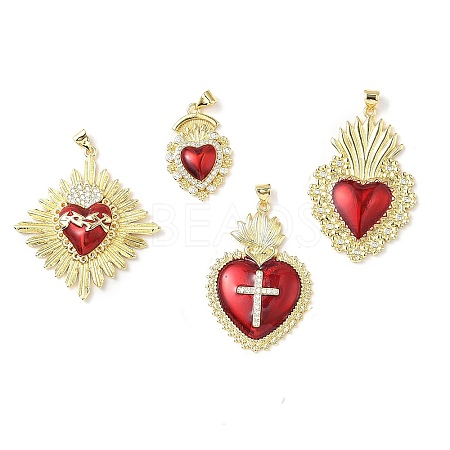 Brass Micro Pave Cubic Zirconia Pendants KK-I379-03G-B-1