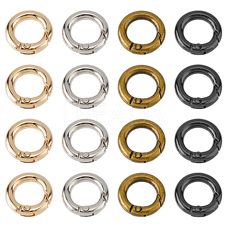 24Pcs 4 Colors Alloy Spring Gate Rings FIND-HS0001-26A-1