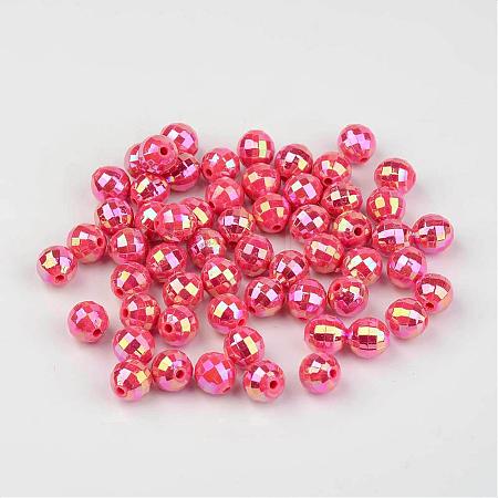 Faceted Colorful Eco-Friendly Poly Styrene Acrylic Round Beads SACR-K001-8mm-65-1