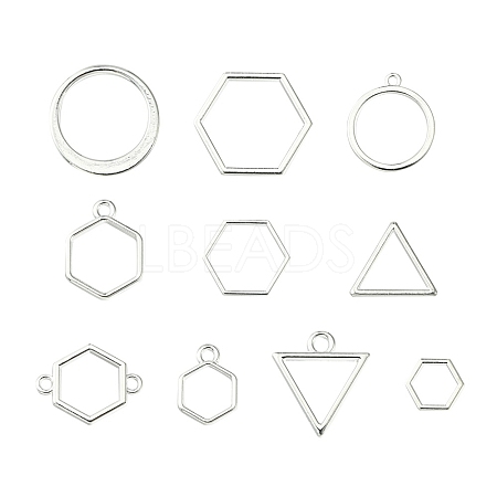 10Pcs Alloy Open Back Bezel Pendants and Links PALLOY-YWC0002-01S-1