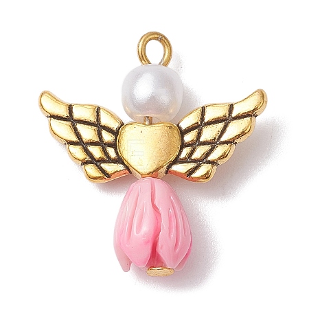 Resin Imitation Pearl Pendants PALLOY-JF02565-09-1