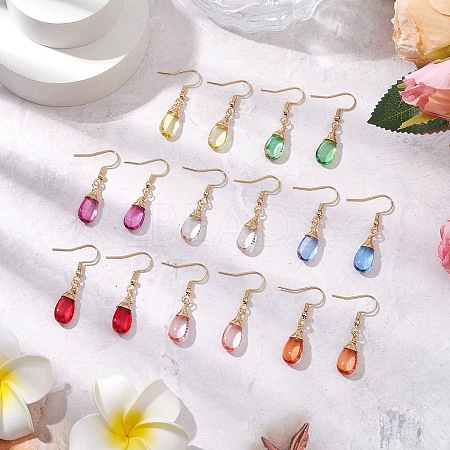 304 Stainless Steel Gradient Baking Paint Transparent Glass Beads Dangle Earrings EJEW-JE06291-1