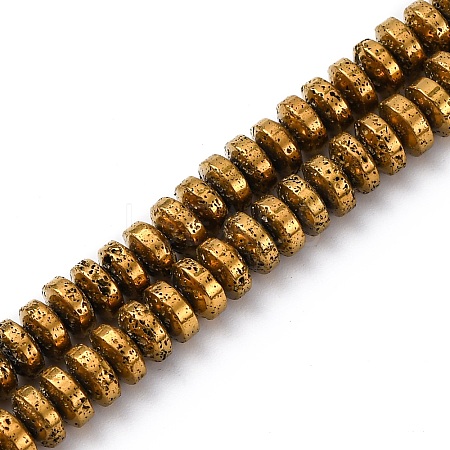 Electroplated Natural Lava Rock Beads Strands G-A256-E01-01F-1