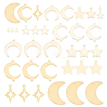 ARRICRAFT 36pcs 9 styles Brass Connector Charms and Pendants Sets KK-AR0003-15-1