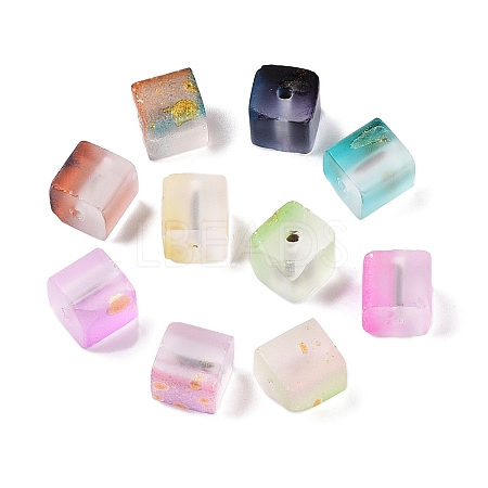 Frosted Glass Beads with Golden Glitter Powder DGLA-NH001-6mm-01M-1