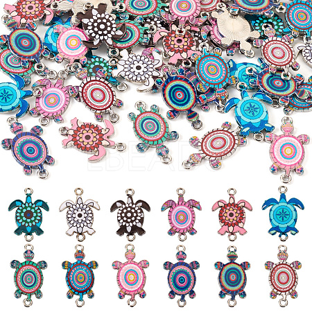  48Pcs 12 Styles Alloy Enamel Connector Charms FIND-TA0003-64-1