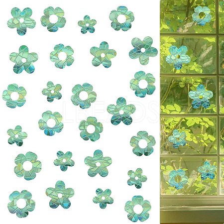 2PCS 2 Styles PVC Stickers Dazzling Color Window Stickers 3D Laser Flower Electrostatic Glass Window Stickers JX826A-1