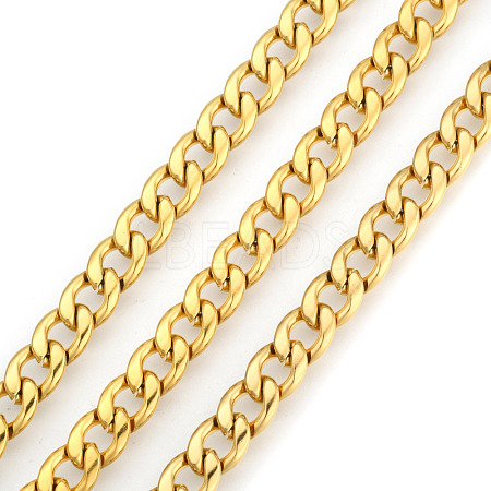 3.28 Feet 304 Stainless Steel Cuban Link Chains X-CHS-E013-17C-G-1