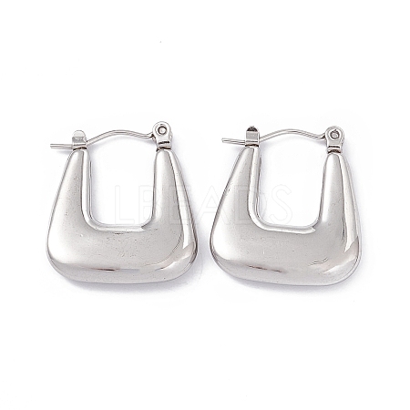 Non-Tarnish 304 Stainless Steel Trapezoid Thick Hoop Earrings for Women EJEW-B018-07P-1