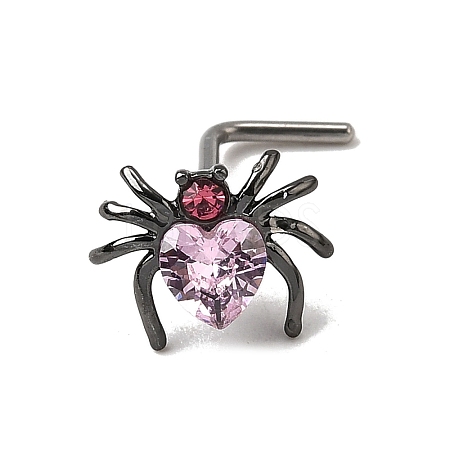Heart Spider 316L Surgical Stainless Steel with Cubic Zirconia L-Shaped Nose Rings FS-WG44168-02-1