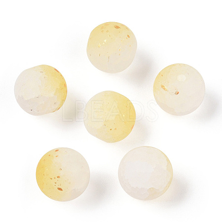 Frosted Baking Paint Crackle Glass Beads with Glitter Powder X1-DGLA-T004-6mm-01I-1