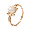 Round Natural Cultured Freshwater Pearl Finger Ring RJEW-JR00752-1
