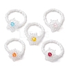 Snowflake Handmade Glass Seed Beads Stretch Rings for Women RJEW-MZ00027-1