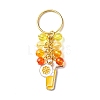 4Pcs Flower/Bee/Orange Juice Alloy Enamel Pendant Keychain KEYC-JKC00412-05-3