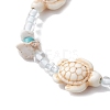 Adjustable Synthetical Turquoise & Magnesite Beaded Braided Bead for Women BJEW-JB11546-3