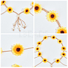 CRASPIRE 2Pcs 2 Colors Cloth Sunflower Hippie Headband Floral Crown OHAR-CP0001-15-6