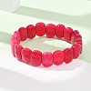 Dyed Natural White Jade Beaded Stretch Bracelets for Unisex G-K303-01K-01-2