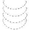 Handmade 3MM Faceted Round Mixed Gemstone Beads & 316 Stainless Steel Round Link Chains Necklaces NJEW-JN05872-2