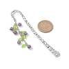 Mixed Natural Gemstone Bead Pendant Bookmarks with Acrylic Leaf AJEW-JK00272-3