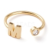 Brass Micro Pave Clear Cubic Zirconia Cuff Rings RJEW-J074-01G-M-1