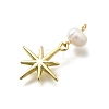 Brass & Natural Pearl Star Pendants KK-Z093-40G-2