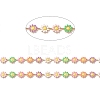 Ion Plating(IP) 304 Stainless Steel Daisy Flower Link Chains with Enamel AJEW-J035-03G-13-2