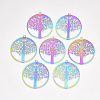 Ion Plating(IP) 201 Stainless Steel Filigree Pendants STAS-S108-44-1