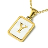 Ion Plating(IP) Rectangle with Initial Letter 304 Stainless Steel Pendant Necklace NJEW-R265-04G-Y-1