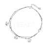 Brass Ginkgo Leaf Charm Double Layer Anklets for Women FS-WG31713-01-5