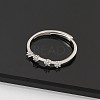 Constellations Rhodium Plated 925 Sterling Silver Micro Pave Clear Cubic Zirconia Adjustable Rings for Women RJEW-P130-01P-C-2