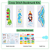 Gorgecraft 4 Sets 4 Style DIY Sea Horse/Penguin/Dinosaur/Butterfly Pattern PP Bookmarks Cross Stitch Kits DIY-FG0004-07-2