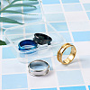 4 Colors Stainless Steel Grooved Finger Ring Settings STAS-TA0001-26E-4