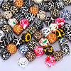 Colorful Pattern Printed Silicone Focal Beads SI-JX0022A-18-4